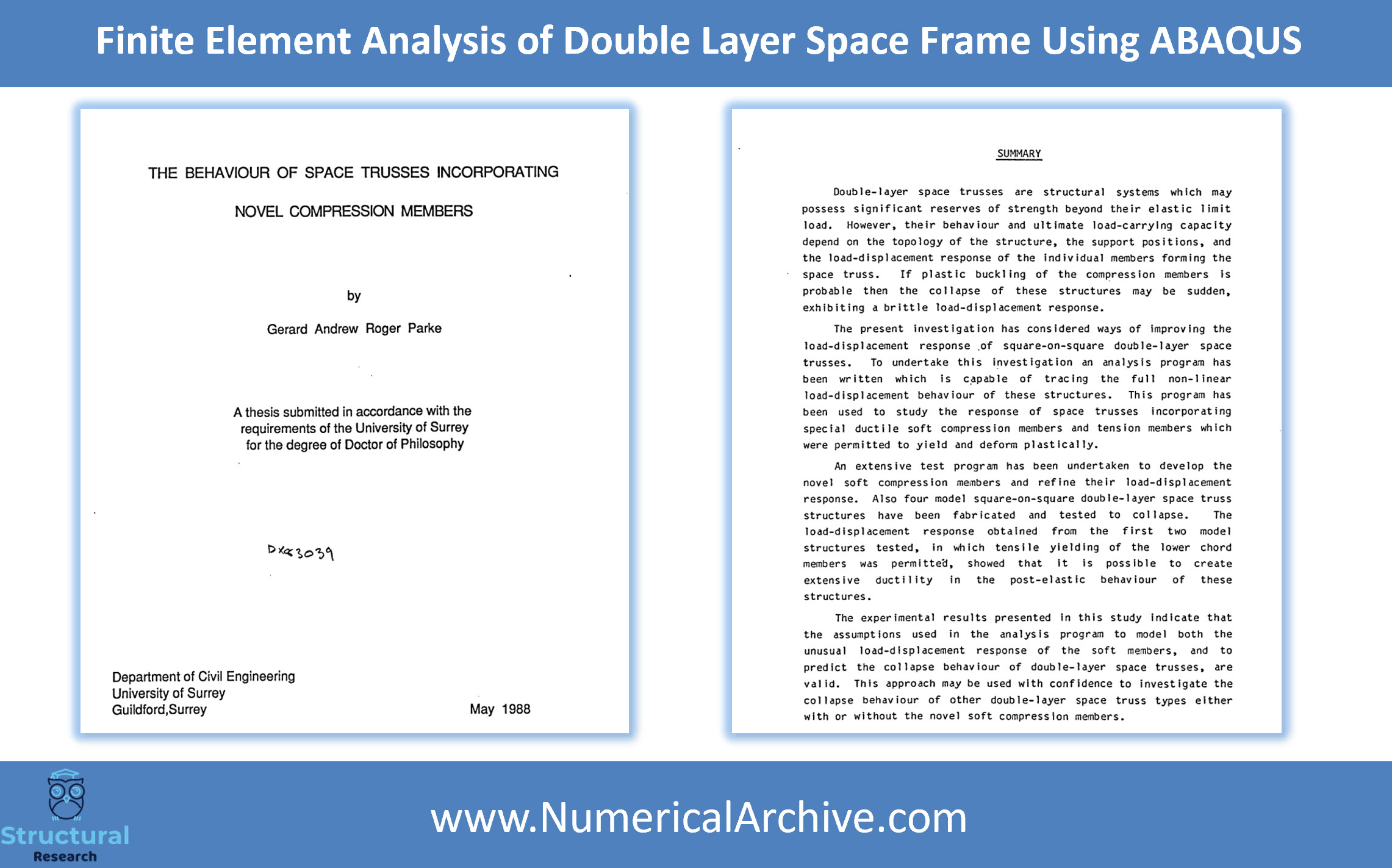 Nonlinear Analysis of a Double-Layer Space Frame — Validated ABAQUS Model thumbnail 5