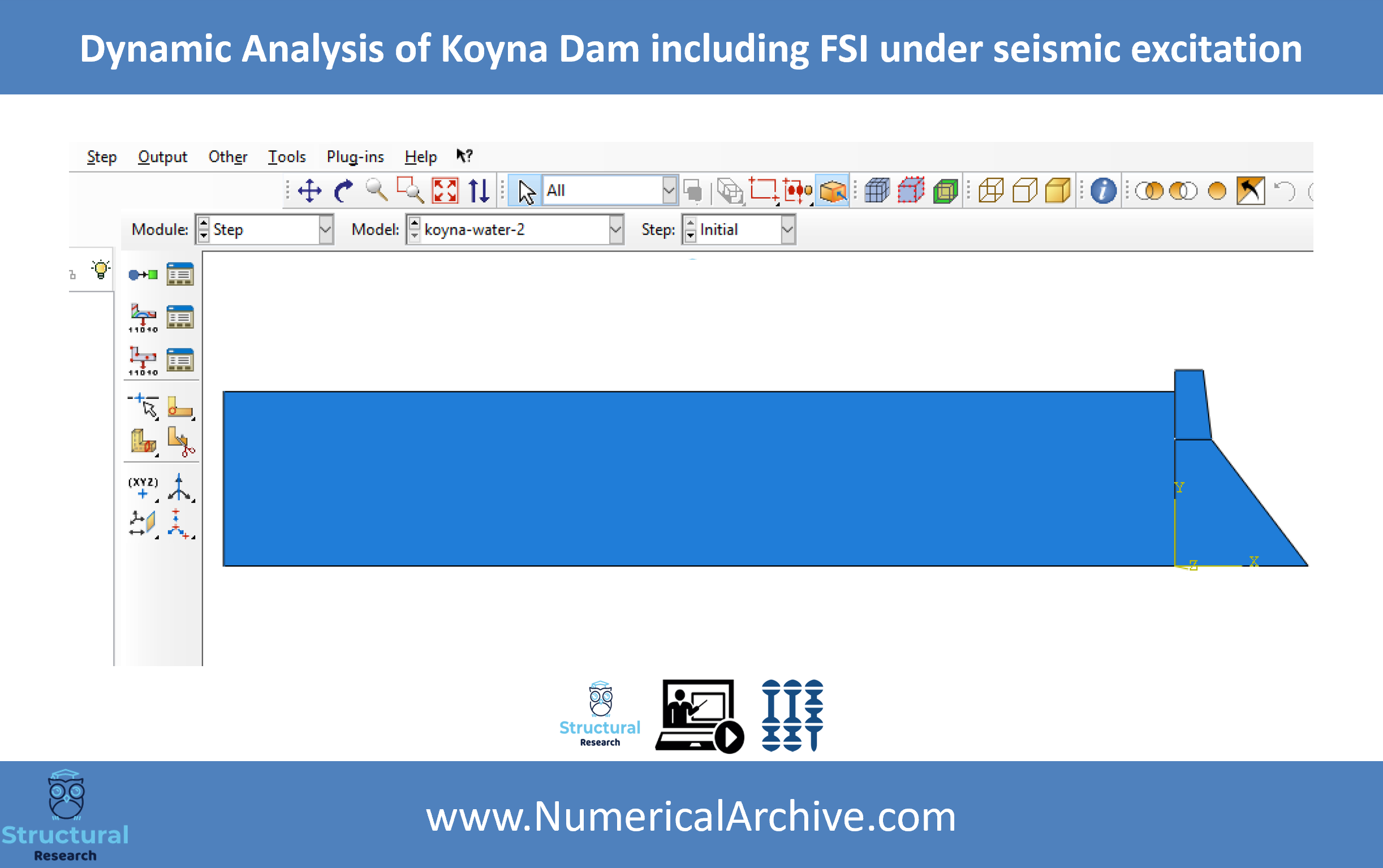 Seismic Analysis of a Gravity Dam with Reservoir FSI — ABAQUS Model thumbnail 3