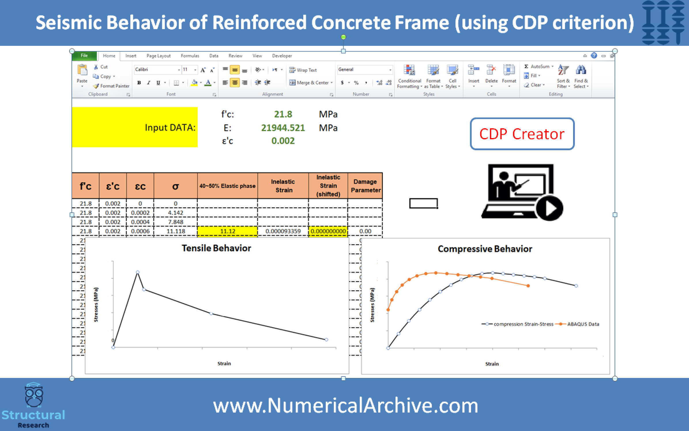 Seismic Response of a Reinforced Concrete Frame with CDP — ABAQUS Video Tutorial thumbnail 2